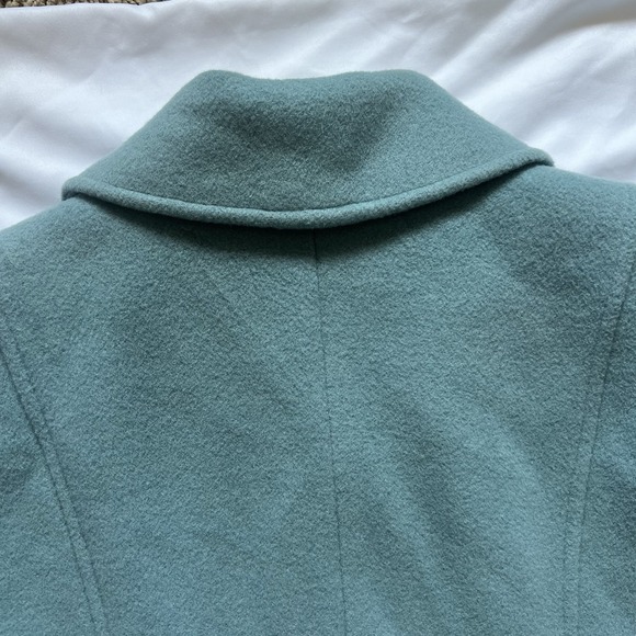 Anne Klein Seafoam Blue Full Length Cashmere Wool Blend Collar Coat Size 0 - Picture 11 of 16
